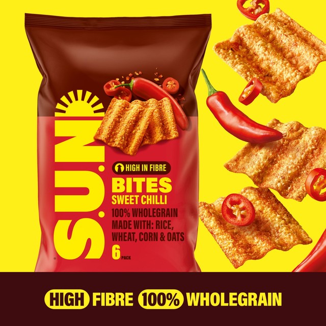 SunBites sweet chilli multigrain snacks 6 pack (British brand)