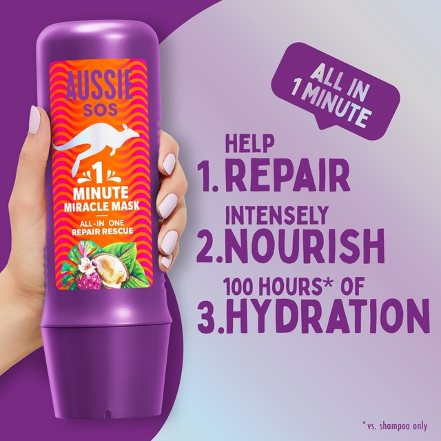 Aussie SOS 1 Minute Miracle Repair Rescue hair mask 250ml - British product