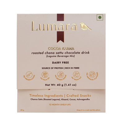 Lumara Cocoa Karma Roasted Chana Sattu Dairy-Free Hot Chocolate Drink Mix 40g