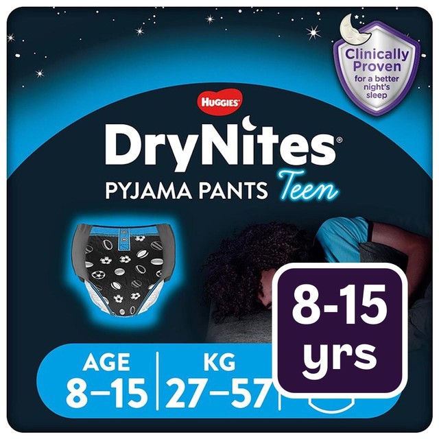 Huggies DryNites Boys Pyjama Pants 8-15 Yrs (27-57kg), UK version