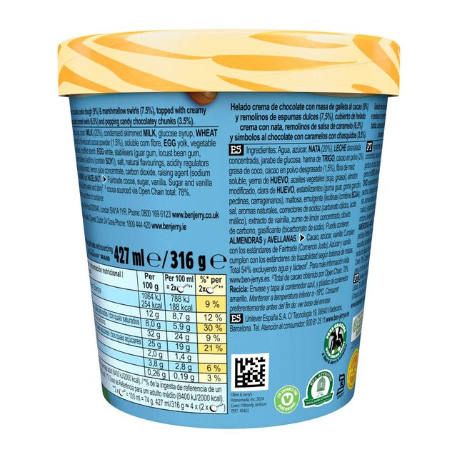 Ben & Jerry's Marshmallow & S'more ice cream tub 427ml - British product