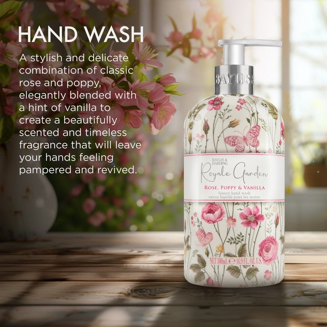 Baylis & Harding Royale Garden Rose, Poppy & Vanilla hand wash 500ml - British product