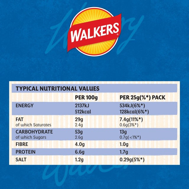 Walkers Cheese & Onion potato crisps 6 bags (British brand)