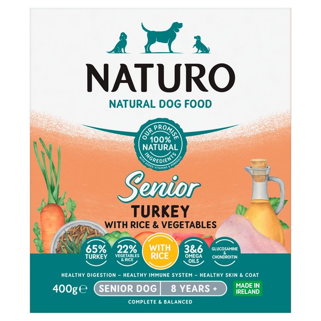 Naturo senior turkey with rice wet dog food 400g, imported from the UK