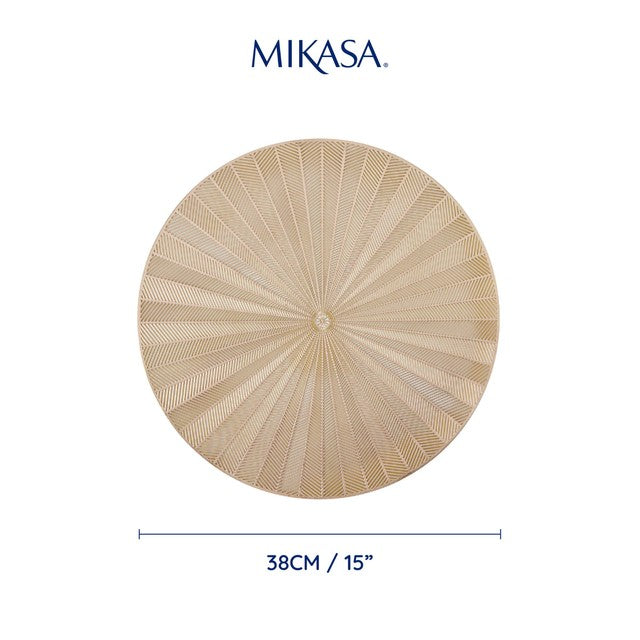Mikasa gold round placemats 38cm, imported from the UK
