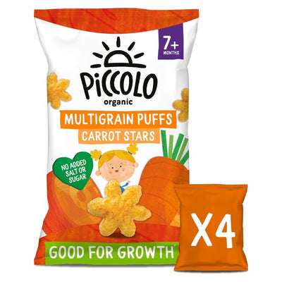 Piccolo Organic Baby Snack Carrot Stars Puffs 4 x 15g