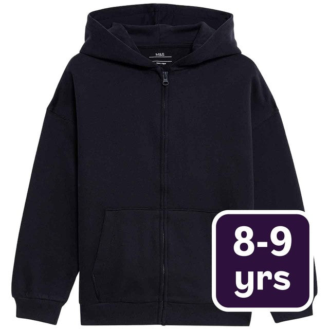 M&S navy hoodie for children aged 8-9, imported from the UK