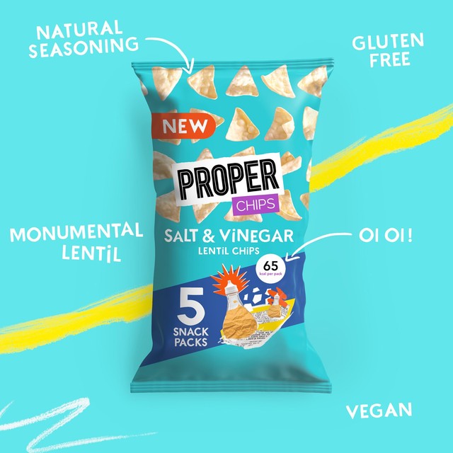 Properchips salt & vinegar lentil chips, imported from the UK