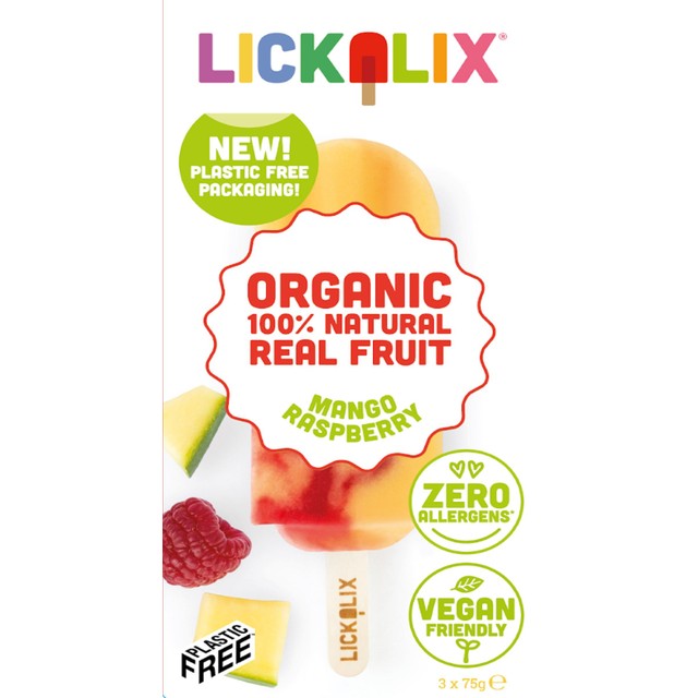 Lickalix mango raspberry swirl ice lollies 3-pack, UK version