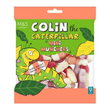 M&S Colin The Caterpillar Mini Munchers assorted fruit flavour gums 150g, imported from the UK