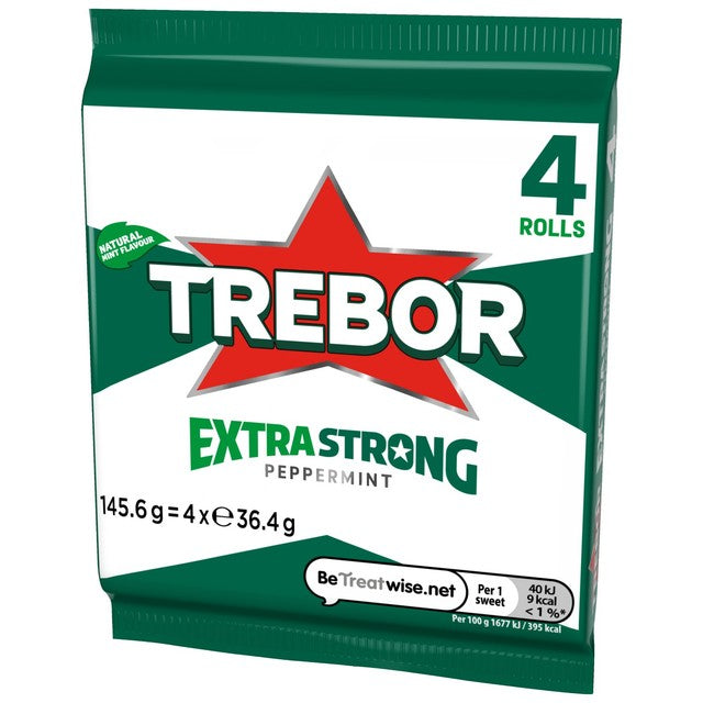 Trebor extra strong peppermint mint rolls 4 x 41.3g (British brand)