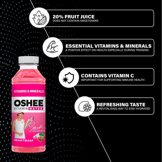 Oshee Vitamin Water Grape and Dragon Fruit flavour 555ml, imported from the UK