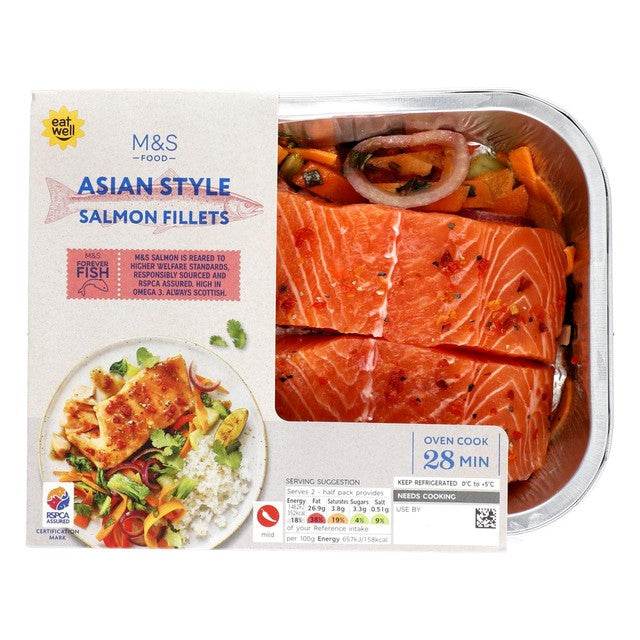 M&S Asian Style Salmon Fillets with glaze 445g - British product