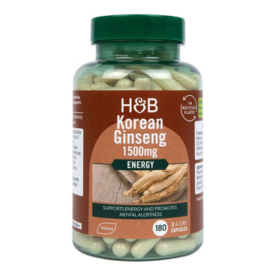 Holland & Barrett Korean Ginseng 1500mg Vegan Capsules Dietary Supplement