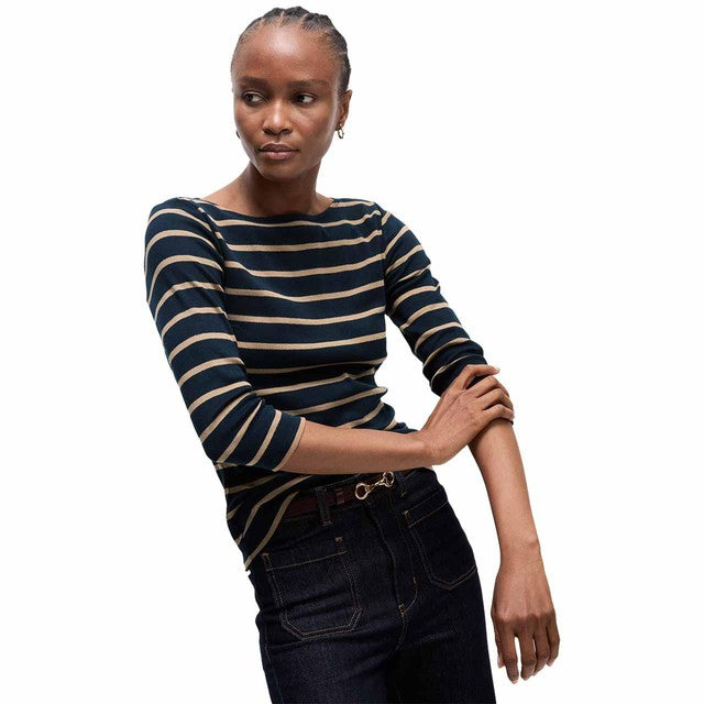 M&S striped cotton top Dark Navy size 10, imported from the UK