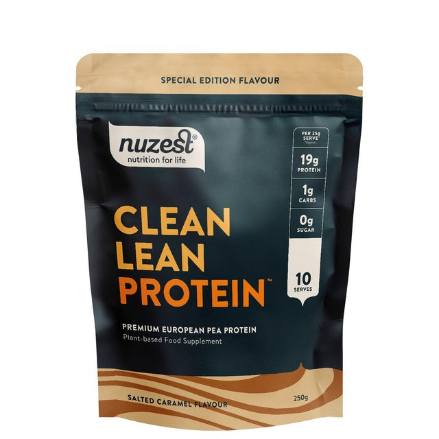 Nuzest Salted Caramel protein supplement 250g, imported from the UK