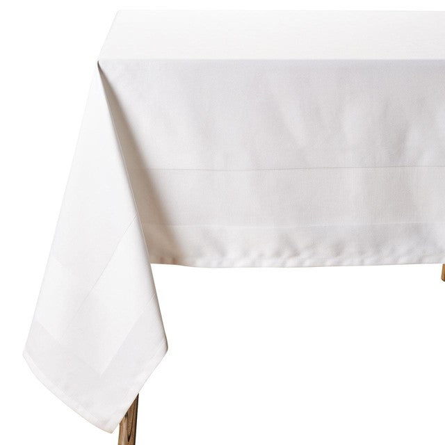 M&S Nova non-iron cotton tablecloth in white, large size, imported from the UK