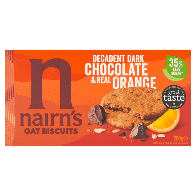 Nairn's dark chocolate and orange oat biscuits 200g, imported from the UK