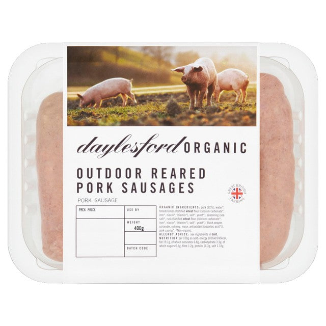 Daylesford Organic 6 Outdoor Reared Pork Sausages 400g - British product