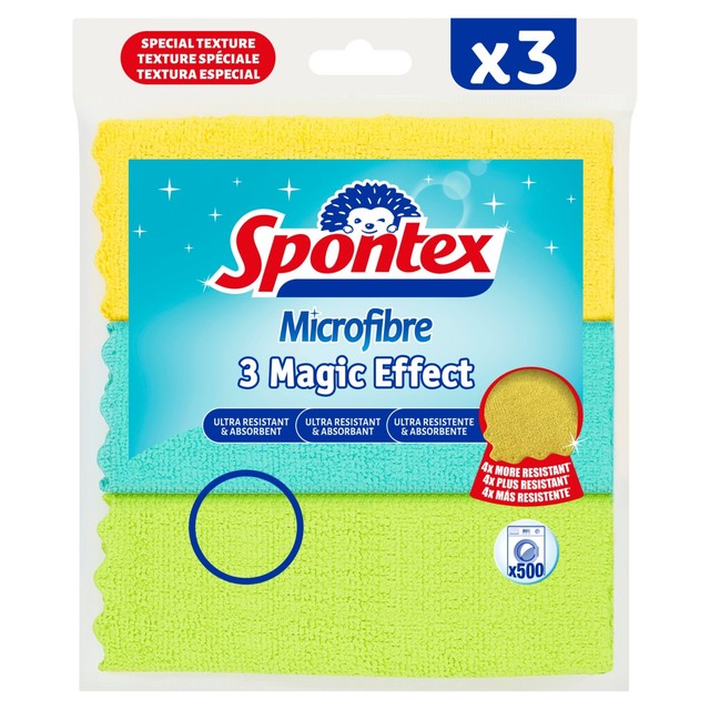 Spontex Magic Effect Microfibre Cleaning Cloths Pack of 3 (British brand)
