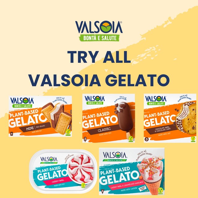 Valsoia plant based gelato cherry cone 4 x 118ml (British brand)