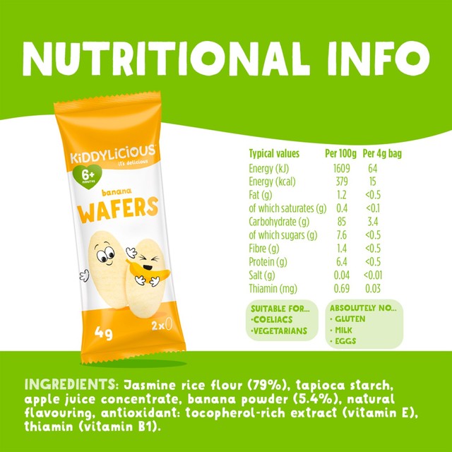 Kiddylicious banana flavoured baby wafers 40g, UK version