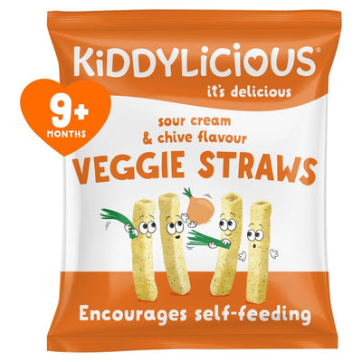 Kiddylicious Sour Cream & Chive Flavoured Veggie Straws Baby Snack 12g
