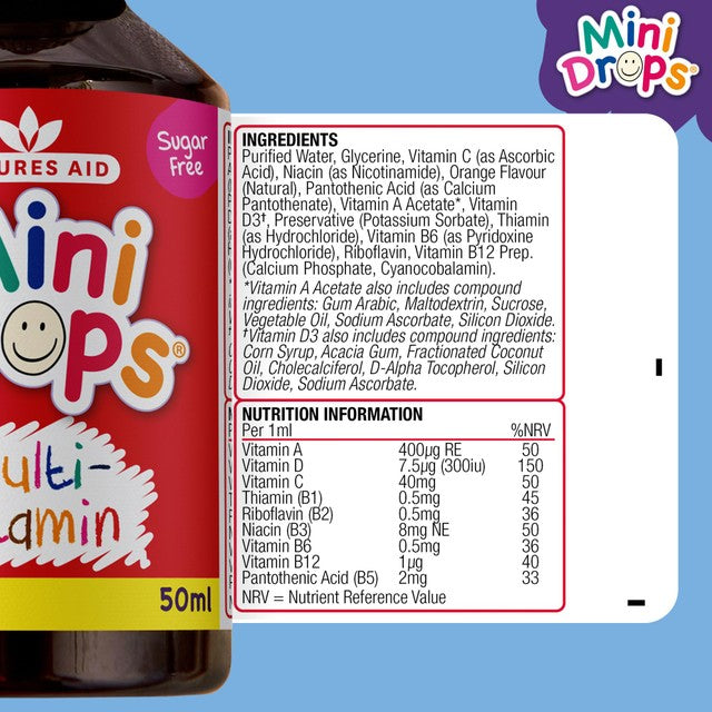 Natures Aid Mini Drops multivitamin 50ml, imported from the UK