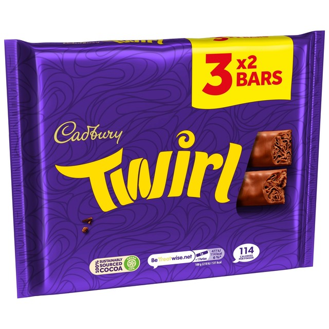 Cadbury Twirl milk chocolate bar multipack 43g - British product