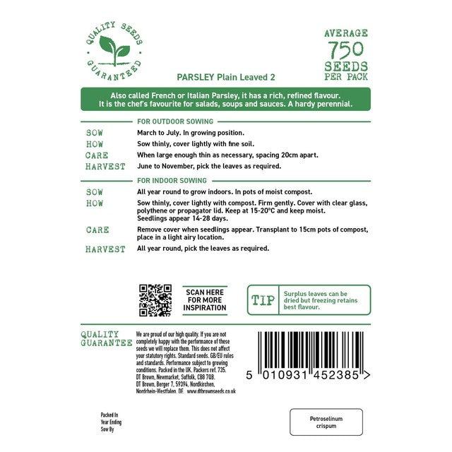 Mr Fothergills Seeds plain leaved parsley seeds 750 - British product