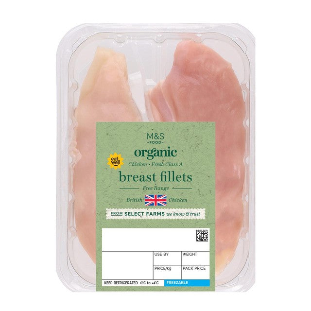 M&S organic free-range chicken breast fillets 320g, imported from the UK