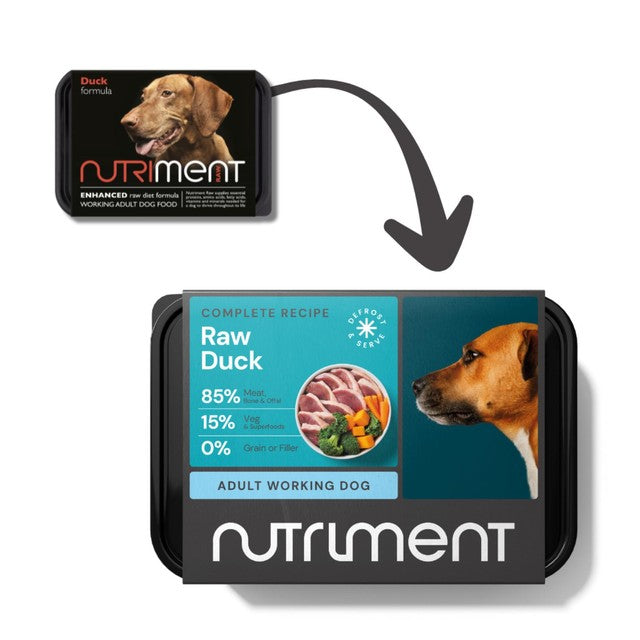 Nutriment Duck Formula raw dog food 500g, imported from the UK