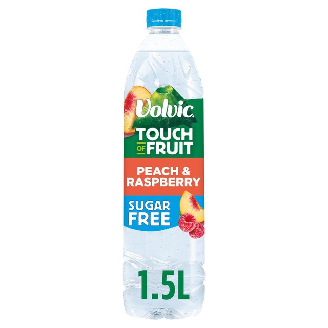 Volvic peach raspberry sugar free flavoured water 1.5L (British brand)