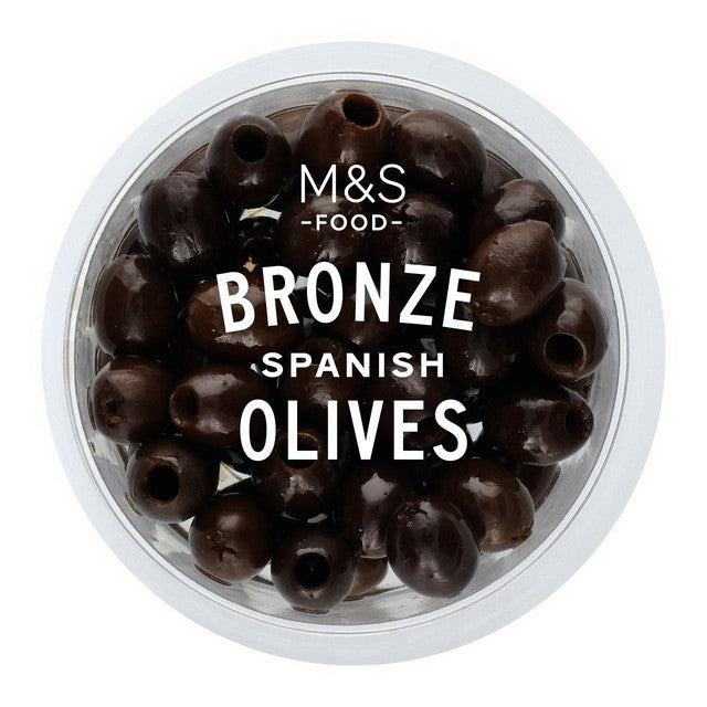 M&S pitted black olives in rapeseed oil 154g, imported from the UK