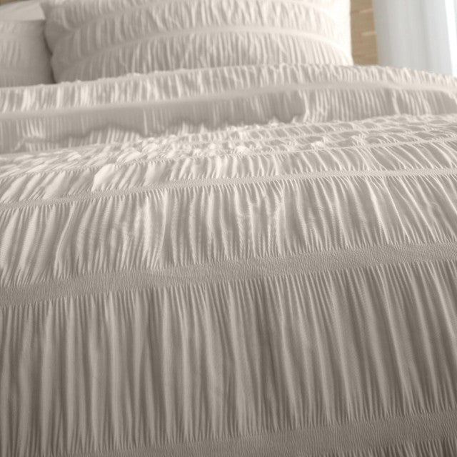 Catherine Lansfield Seersucker Natural Double Duvet Set - British product