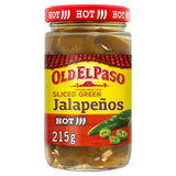 Old El Paso sliced green jalapeños 215g, imported from the UK