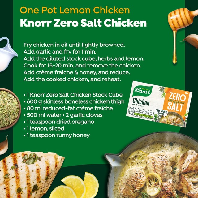 Knorr zero salt chicken stock cubes 72g pack, UK version