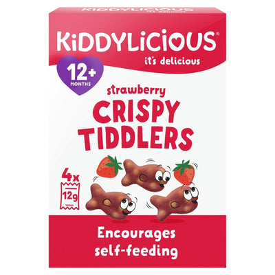Collations pour bébés Kiddylicious Crispy Tiddlers Fraise 4 x 12g