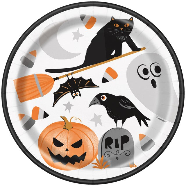 Unique Party Bats & Boos Halloween paper plates 22.86cm - British product