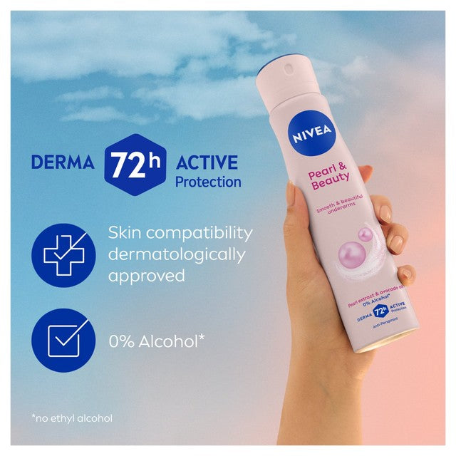 Nivea Pearl & Beauty anti-perspirant deodorant spray 250ml, imported from the UK