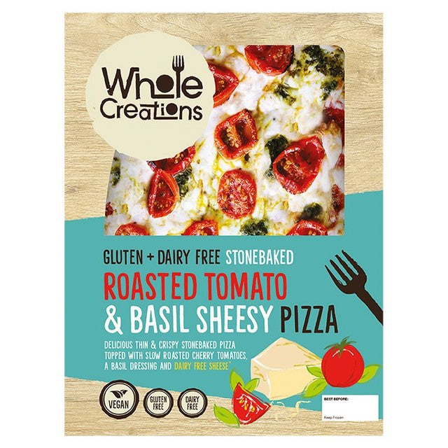 Wholecreations dairy-free gluten-free pizza with roasted tomato and basil sheesy 275g (British brand)