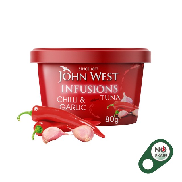John West chilli and garlic canned tuna infusions 80g, UK version