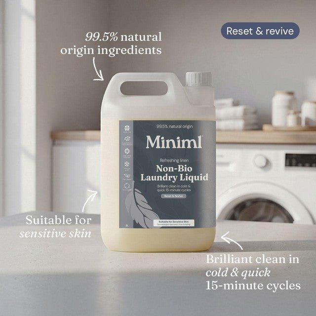Miniml Laundry Liquid Fresh Linen 5L, imported from the UK
