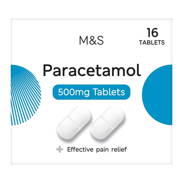 M&S paracetamol tablets 16 per pack, imported from the UK