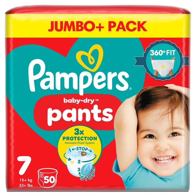 Pampers Baby-Dry nappy pants Size 7 15kg+, imported from the UK