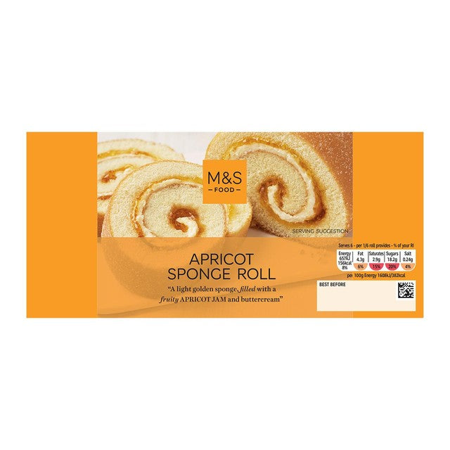 M&S apricot sponge roll 245g, imported from the UK