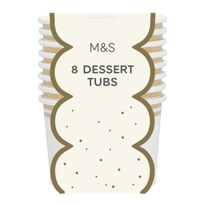 Petits pots à dessert en papier blanc et doré M&S, lot de 8