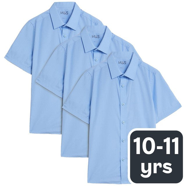 M&S boys regular fit school shirt 3 pack 10-11 Y, imported from the UK