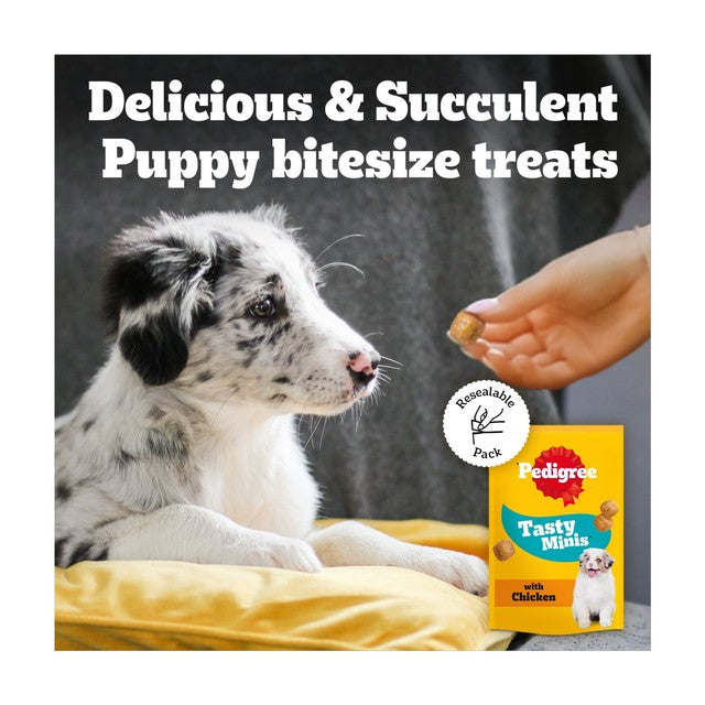 Pedigree puppy treats chicken chewy cubes 125g, imported from the UK
