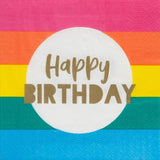 Talking Tables rainbow Happy Birthday napkins, 20 per pack (British brand)